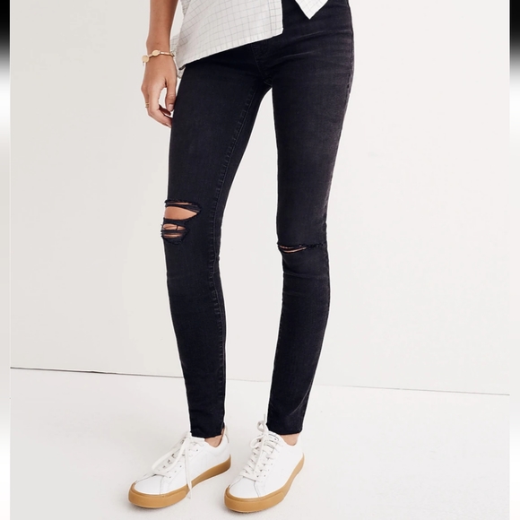 Madewell Denim - Madewell Maternity Skinny Jeans Distressed Boho Black Size 27